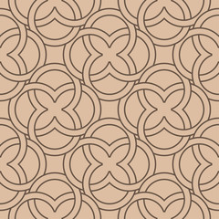 Beige and brown geometric ornament. Seamless pattern