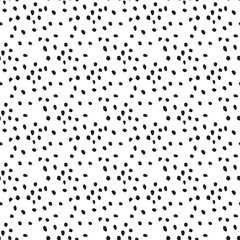 Hand drawn dots seamless vector pattern. Messy small spots black and white background. - 208865877