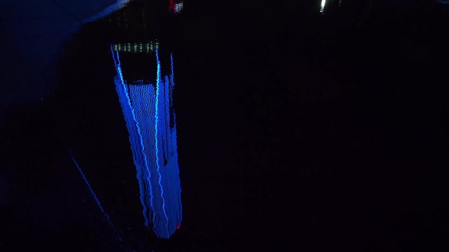 zhuhai city night illumination famous skyscraper water reflection panorama 4k china
