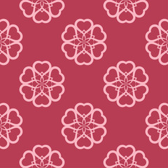 Floral seamless pattern on red background