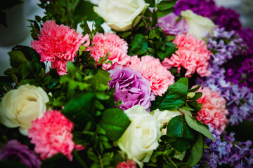 Obraz na płótnie Canvas Beautiful composition of flowers is white, pink and purple