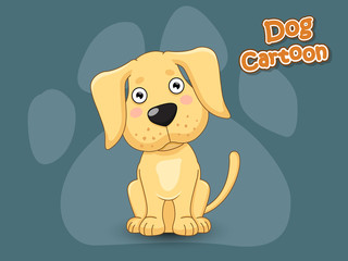 Cute Cartoon Dog Puppy Labrador. Vector Illustration Cartoon Style.