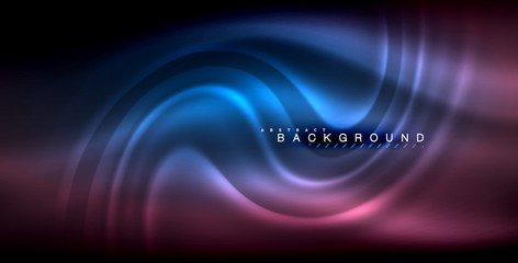 Neon glowing wave, magic energy and light motion background