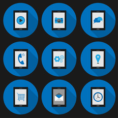 set flat icon smartphone social