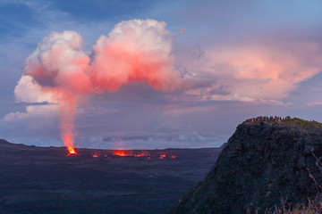 The Piton de la Fournaise volcano in Reunion Island