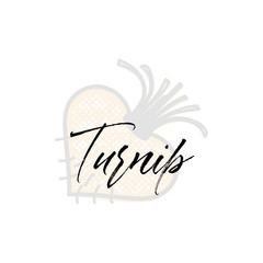 Turnip word on background illustration. Fruit web element, Isolated Vector