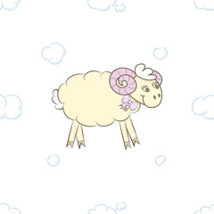 Cute sheep vector illustration. Cartoon animal decoration seamless pattern background. wrapping paper Wallpapers.