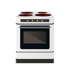 Kitchen electric stove. The household equipment. Vector illustration. Front view