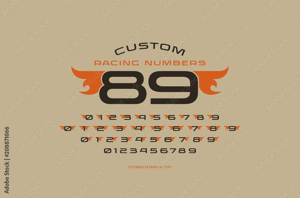 Fototapete set of initial numbers in racing style