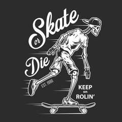 Vintage skateboarding white logotype © DGIM studio