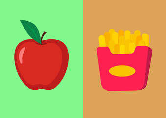 Apple and french fries