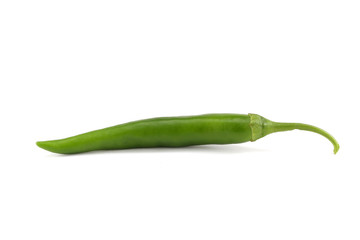 Green chilli pepper isolated on white background.