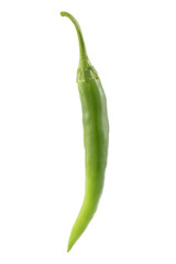 Green chilli pepper isolated on white background.