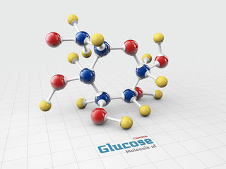 Obraz premium Molecule of glucose, molecular formula C6H12O6. 3d Illustration