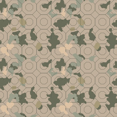 Military camouflage seamless pattern in green, beige and brown colors