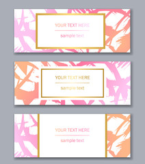 Fototapeta premium Set of banners templates. Modern abstract design. Hand drawn ink pattern.