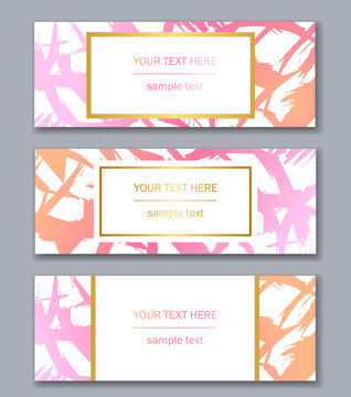 Set of banners templates. Modern abstract design. Hand drawn ink pattern.