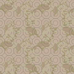 Military camouflage seamless pattern in green, beige and brown colors
