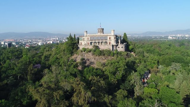 Castillo de Chapultepec Mexico City Aerial Footage Drone