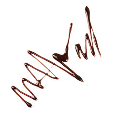 Pattern made of chocolate syrup on white background