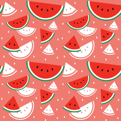 Tropical watermelon illustration seamless pattern