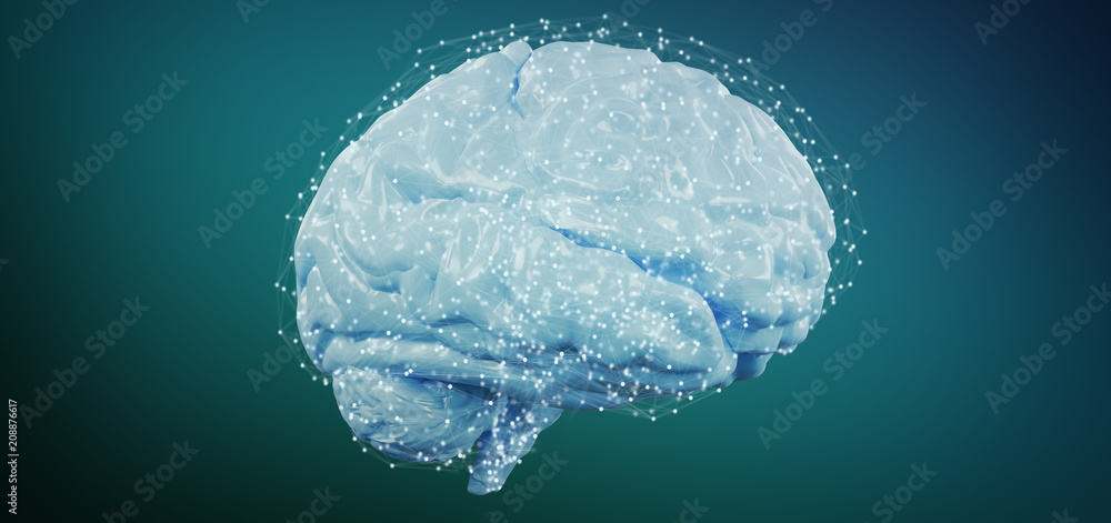 Poster 3d rendering artificial brain isolated on a background