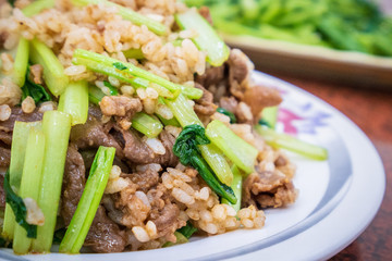 Taiwan traditional delicious fried rice with egg and lamb in kaohsiung 