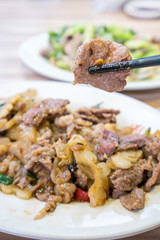 Taiwan traditional delicious stir-fried lamb in kaohsiung