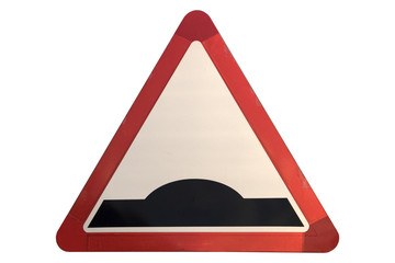 Road sign 'Hump' isolated on white
