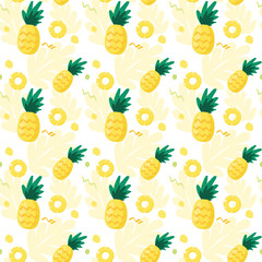 Yellow pineapple illustration seamless  pattern