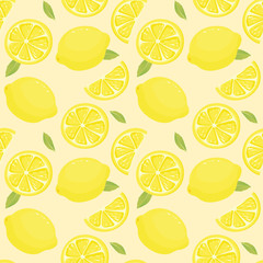 Beautiful juicy yellow Lemon seamless pattern