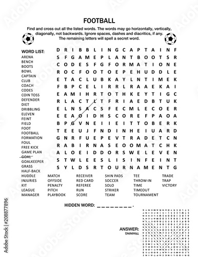 football soccer themed word search puzzle suitable both for kids