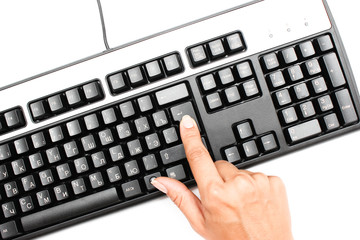 Hands working on the keyboard