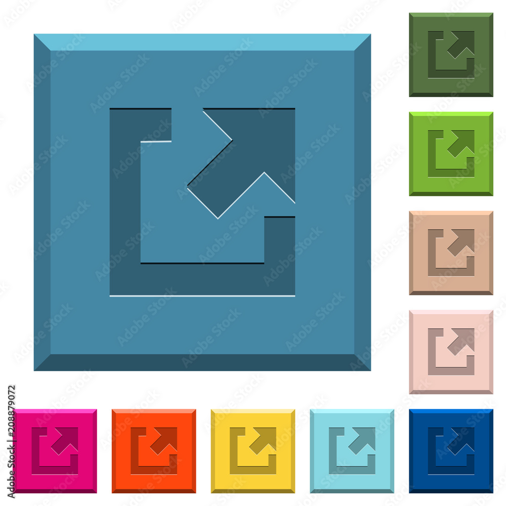 Poster external link engraved icons on edged square buttons
