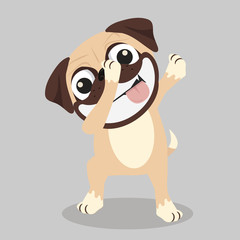 Dabbing pug smile face vector