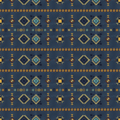 Geometric embroidery style. Ethnic seamless pattern. Abstract aztec background. Digital or wrapping paper. Good for web, print and textile design. Boho ornament vector.
