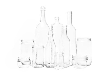 bottle and jar on white