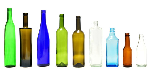 group of bottle isolated on white