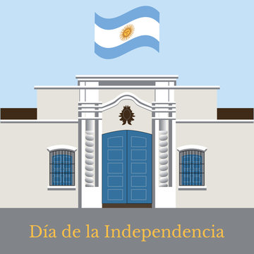 Argentina Independence Day. 9 July, Flag of Argentina. Tucuman House.