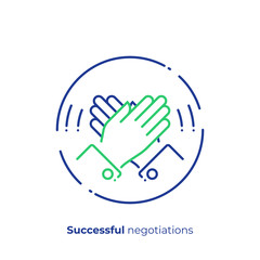 line art high five. Rised hands slap. Team building. Scalable vector icon in modern lineart style. outline elements vector illustration.