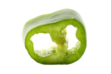 sliced green chili pepper path isolated