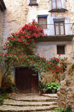 Streets and corners of the medieval village of Valderrobles, Mantarraya, Teruel province, Aragon, Spain