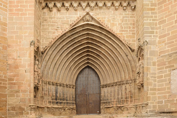 entrance of Santa Maria la Mayor church, Valderrobres, Mantarraya, Teruel province, Aragon, Spain