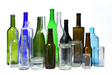 recyling glass on white background