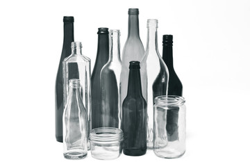 recycling  glass on white background