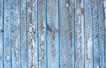 Old painted texture vintage wood background with peeling paint. Painted weathered plain teal blue and white Rustic Wood Board Back ground that can be either horizontal or vertical.