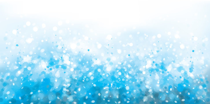Vector  abstract, blue, sparkle background, Christmas  lights and stars.