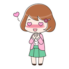 オフィスカジュアル　女性　ハート