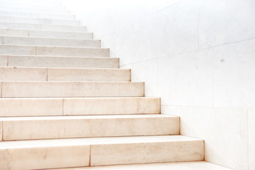 Marble staircase with stone stairs in building