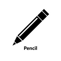 Pencil single icon black on white background text